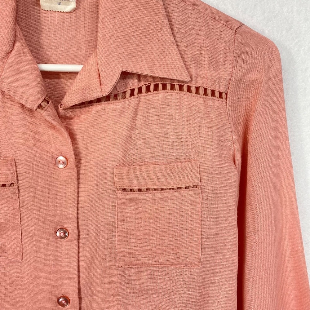 JCPenney Fashions Womens Small Button Down Pink 70s Retro Barbiecore Shirt